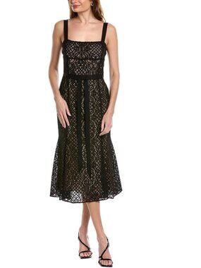 OSCAR DE LA RENTA Bow-embellished Corded Lace Midi Dress